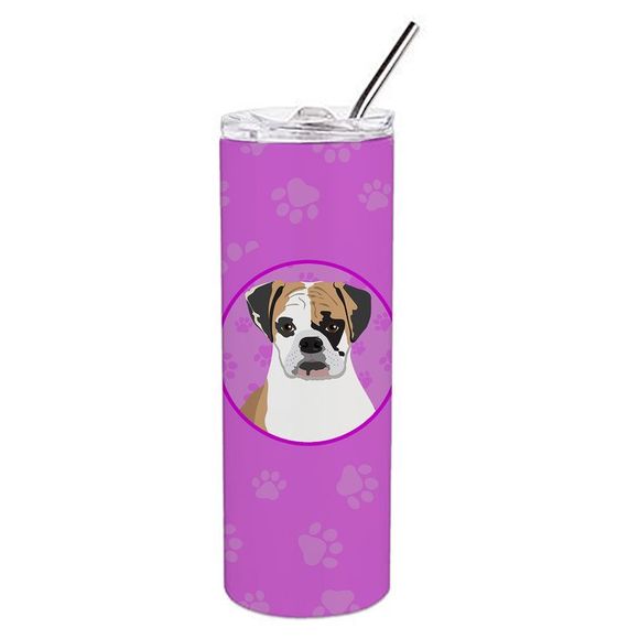 English Bulldog Tricolor #2 Stainless Steel 20 oz Skinny Tumbler, Pink - Picture 1 of 4